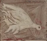 John Craxton, Study of a Chicken, mixed media
