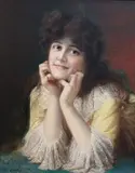 F. Beckwith, Head and Shoulders Portrait of a Girl wearing a Lace-edged Dress, oil on canvas