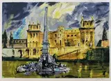 John Piper, Duchene Fountain, Blenheim, colour screen print