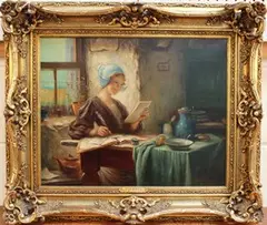 Ch. Fournel, The Waited Letter, oil on canvas