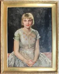 P. Bell, Three-quarter Length Portrait of a Seated Young Lady, 1928, oil on canvas