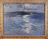 Robert Borlase Smart, Coastal Landscape under Moonlight, oil on canvas