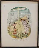 Michael ffolkes, Captain! The cargo's shifted!, watercolour and ink