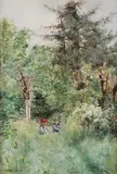 Sofie Holten, Two Children in a Landscape, oil on canvas