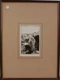 William Russell Flint, Celinda's Precaution, drypoint etching