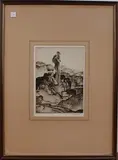 William Russell Flint, Priscilla Alone, drypoint etching