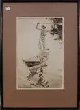 William Russell Flint, Caprice, drypoint etching