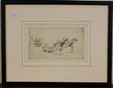 Eileen Soper, The Cart Race, monochrome etching