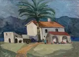 Noël Coward, View of a Villa, probably Jamaica, oil on board