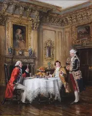 Frank Moss Bennett, The Wine Connoisseurs, oil on canvas