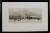 View of Naples Harbour by William Lionel Wyllie, monochrome etching, sold Jun 2014