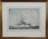 James Scrimgeour Mann, Study of a Cornwall Class Cruiser, watercolour