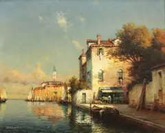 Colette Bouvard, Fruit Stall, Venice, oil on canvas