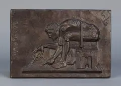 Eduardo Paolozzi, Newton After William Blake, brown patinated bronze relief