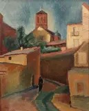 Iosif Iser, View of an Alley in Toledo, a Church beyond
