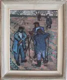 Jean Young, Workers in Conversation in a Field, oil on canvas