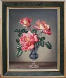 James Noble, A Vase of Pink Roses, oil on canvas