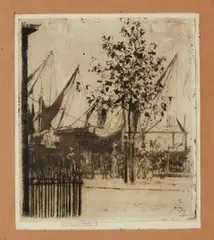 Théodore Roussel, The Corner of Luna Street, Chelsea, monochrome etching