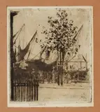 Théodore Roussel, The Corner of Luna Street, Chelsea, monochrome etching