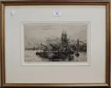 View of Greenock by William Lionel Wyllie, monochrome etching, sold Mar 2014