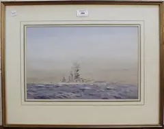 Thomas H.H. Hand, H.M.S. Emperor of India (An Iron Duke Class Battleship), watercolour