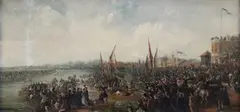 J. B. Allen, View of the Boat Race, London, with Crowds of Spectators, oil on canvas