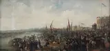 J. B. Allen, View of the Boat Race, London, with Crowds of Spectators, oil on canvas