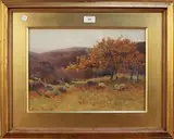 George Cockram, Autumn in the Glen, watercolour