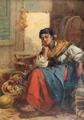 Thomas Kent Pelham, Fruit and Water Seller of Alicante, oil on canvas