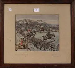Geoffrey Sparrow, A Scurry in a Pewy Country, 1927, hand-coloured dry point etching