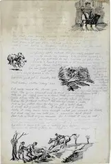 Geoffrey Sparrow, Sporting Pictures, a manuscript poem in pencil with ink vignette illustrations