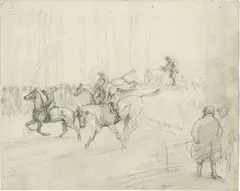 Geoffrey Sparrow, Study for The Cowdray Point to Point, pencil sketch