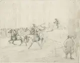 Geoffrey Sparrow, Study for The Cowdray Point to Point, pencil sketch