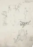 Geoffrey Sparrow, At the Races, pencil sketches