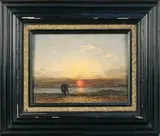 B. Starford, Elephant on the Bank of a River at Sunset, oil on canvas