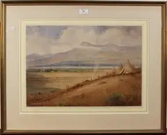 John Reginald Goodman, View of a Military Camp in the Valley of the Vardar, 1916, watercolour