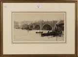 Traffic on the Thames by William Lionel Wyllie, monochrome etching, sold Dec 2013