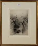 London Bridge by William Lionel Wyllie, monochrome etching, sold Dec 2013