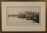 View of Billingsgate and London Bridge by William Lionel Wyllie, monochrome etching, sold Dec 2013