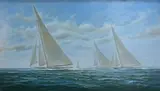 Brian Mays, Harwich Regatta 1933, Astra, Shamrock & Britannia, oil on canvas