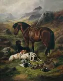 John Gifford, Horse, Dogs and Fallen Game, oil on canvas