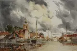 Louis Van Staaten, Rotterdam, watercolour with gouache