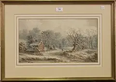 Shooting near Winchester by Amelia Coleman, 1889, watercolour, sold Dec 2013