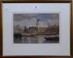 Ronald George Lampitt, St Pauls from the River, pastel