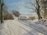 Harald Pryn, Gandløse' (View of the Snowy Lane, near Copenhagen), oil on canvas
