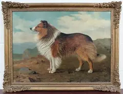 Frederick W. Frohawk, Study of a Collie Dog standing in a Landscape, 1895, oil on canvas