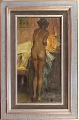 Female Nude in a Dressing Room by Durando Togo Richard, oil on canvas, sold Dec 2013