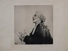 Salomon van Abbé, Courtroom Scene, monochrome etching