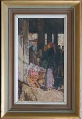 Totnes Market by Rita Greig, oil on board, sold Sep 2013
