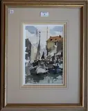 John Yardley, At Honfleur, watercolour